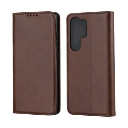 Leather Flip Cover with Internal Pocket For Samsung Galaxy S23 Ultra Brown Leather Flip Cover with Internal Pocket For Samsung Galaxy S23 Ultra Brown